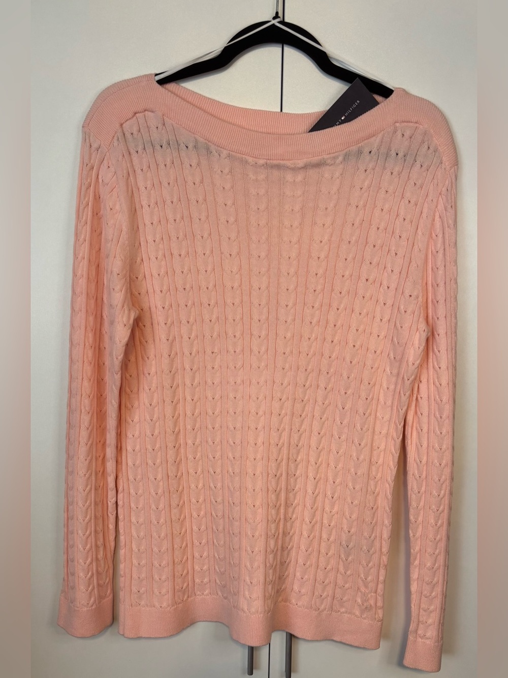 Tommy Hilfiger Pink Cable Knit Crewneck Sweater